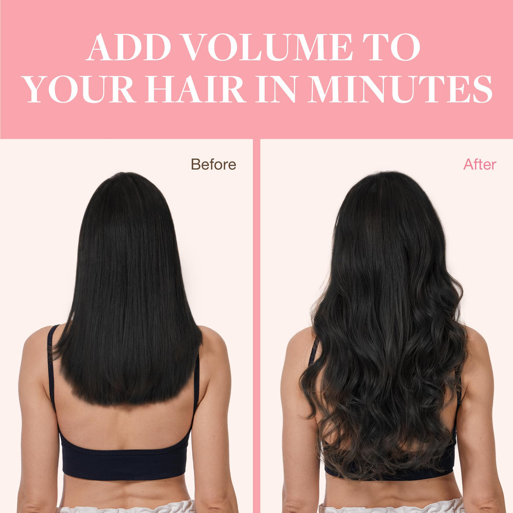 GOO GOO side profile of styled hair showing added volume and polished finish benefit