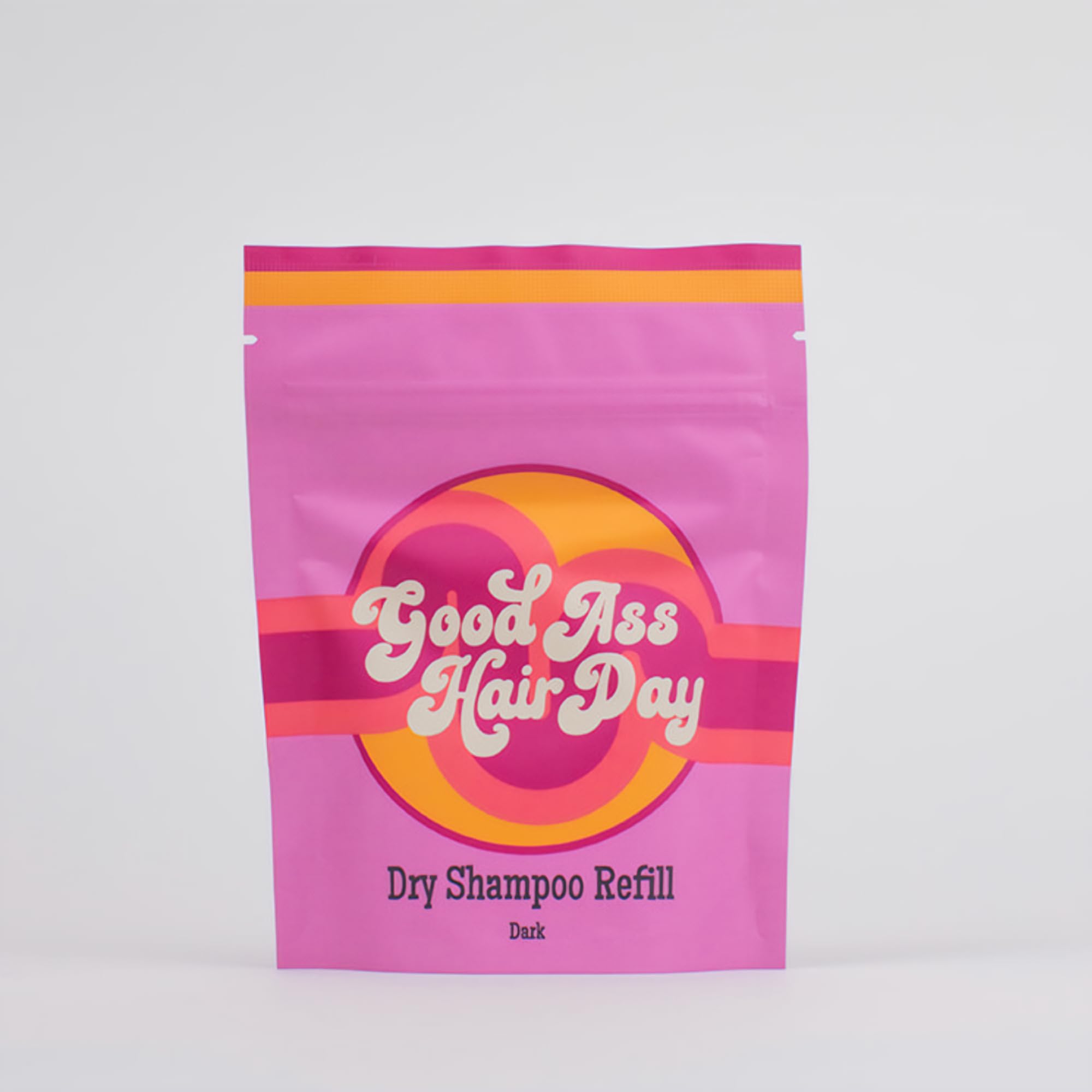 Good Ass Hair Day front pouch showing refill packaging and sustainable benefit