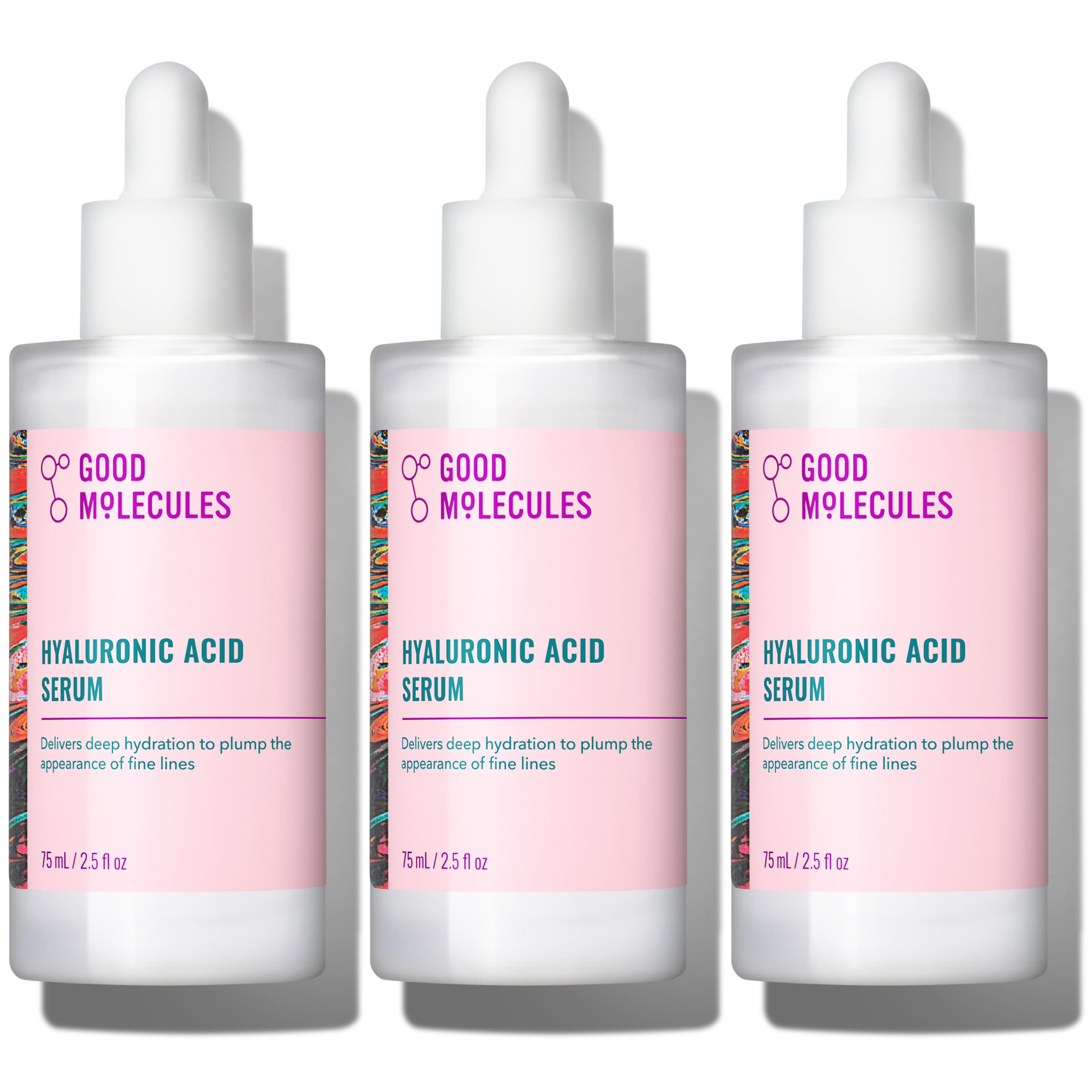 Good Molecules front packaging showing three bottles and easy identification benefit