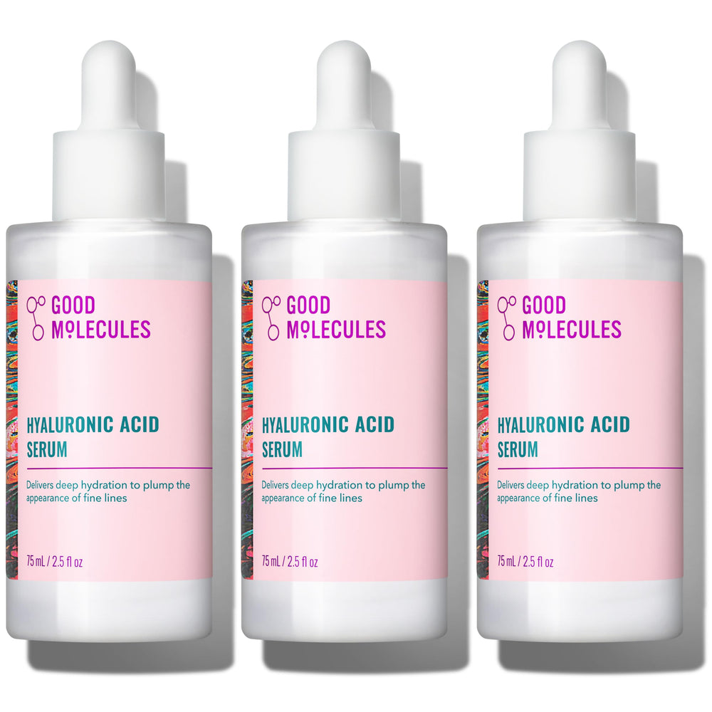 Good Molecules front packaging showing three bottles and easy identification benefit