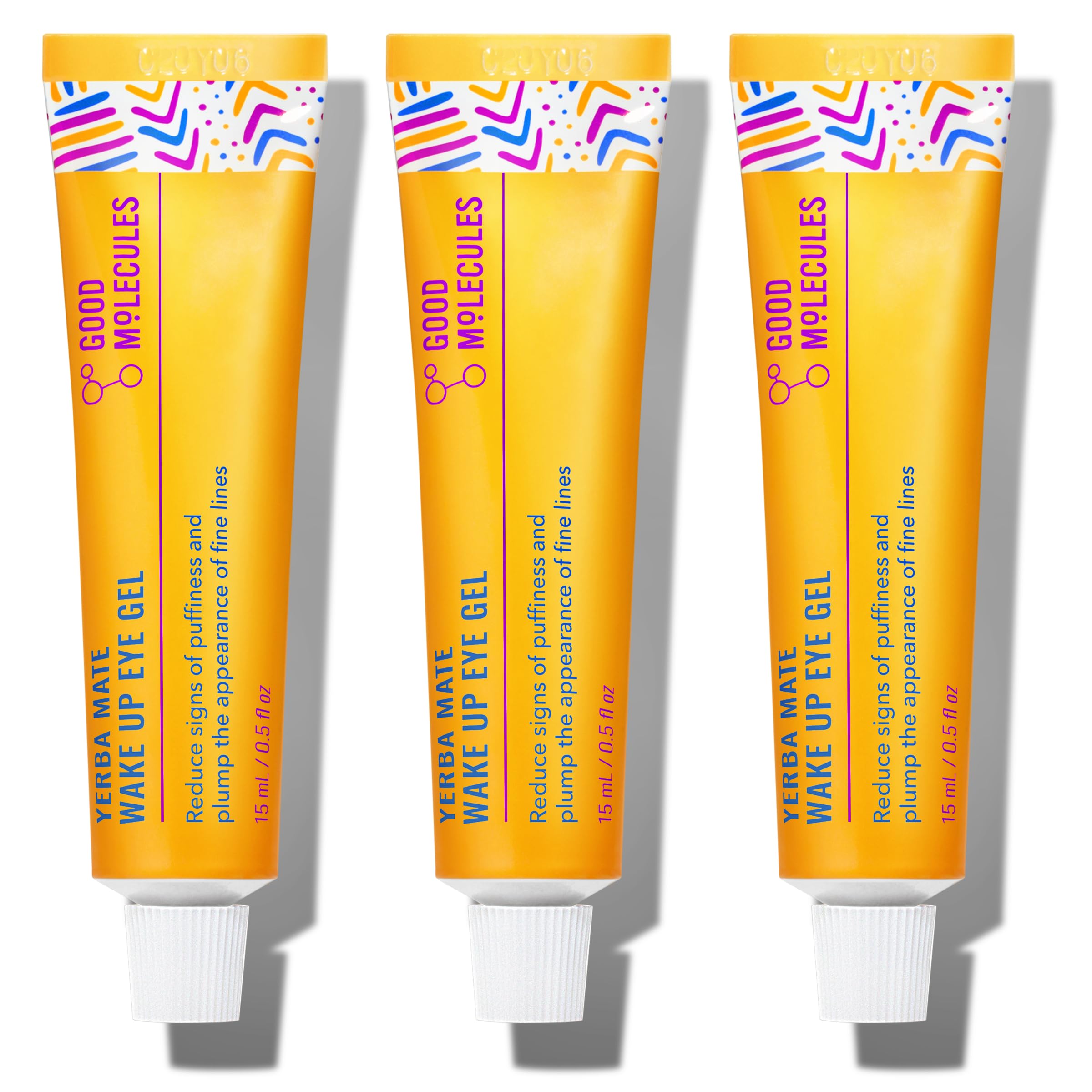 Good Molecules packaging front view showing three 15ml tubes and clear benefits