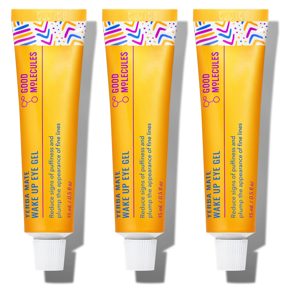 Good Molecules packaging front view showing three 15ml tubes and clear benefits