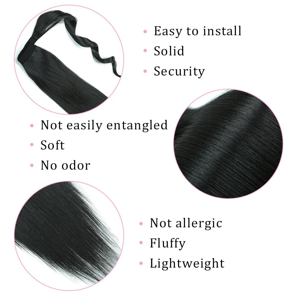 goodear 26-inch ponytail laid beside hand for clear size scale