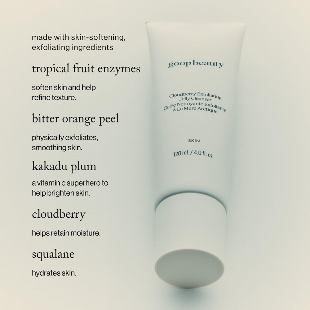 goop texture close-up of jelly cleanser showing soft springy gel and gentle polish