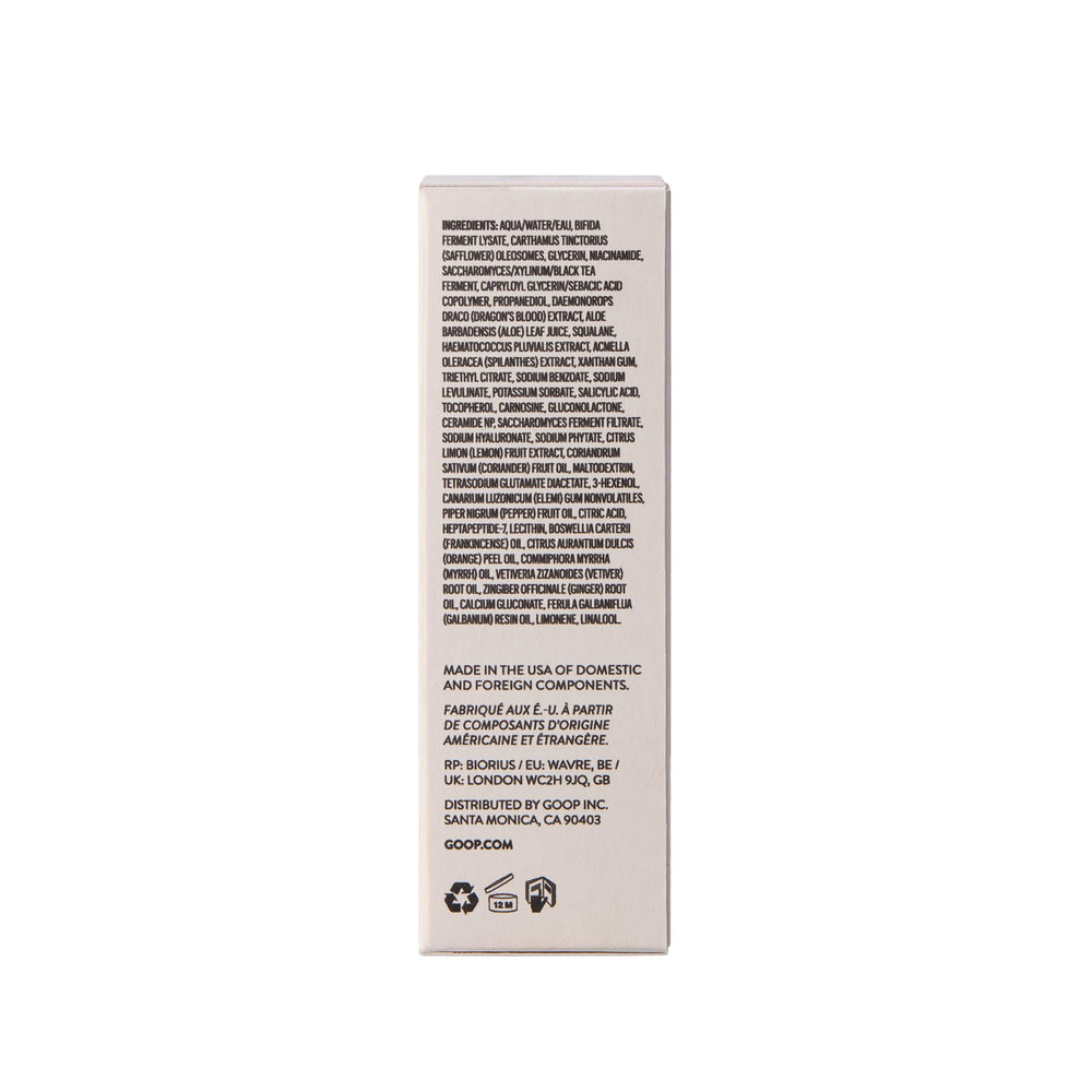 goop peptide serum jar with before and after visuals showing improved texture