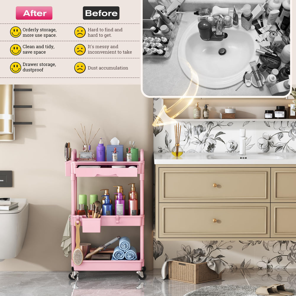 Goovilla in a bathroom lifestyle scene demonstrating compact mobile organization benefits