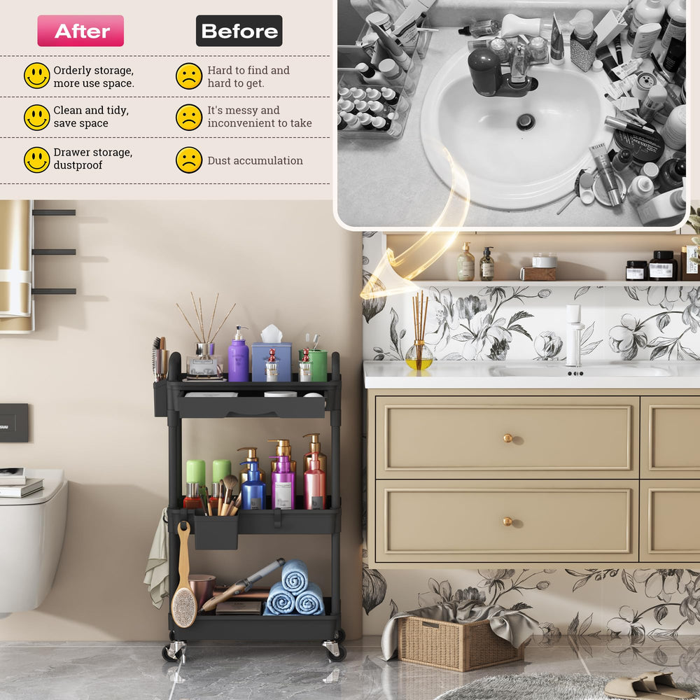 Goovilla in a vanity setting showing tidy workspace and convenience benefit