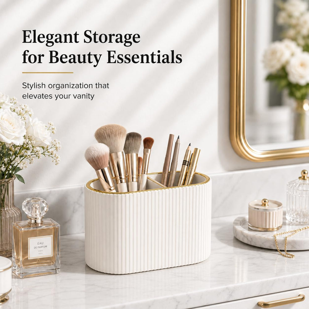 GORESE styled on a bathroom countertop conveying decor-friendly, space-saving benefit