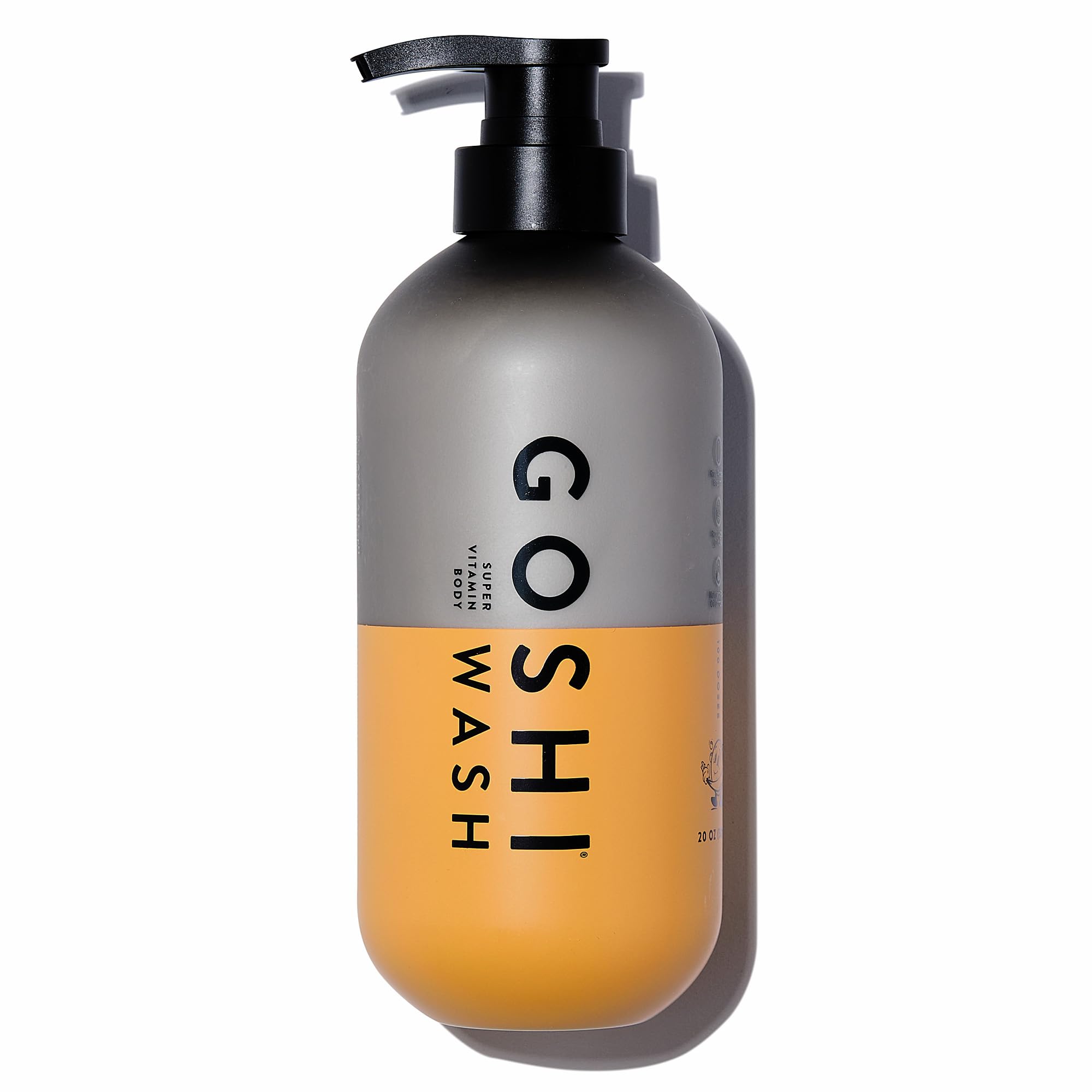 GOSHI front packaging 20 oz bottle showing label and clean design benefit