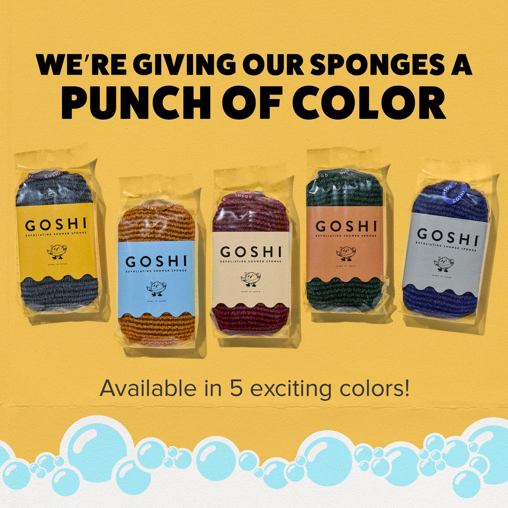 GOSHI packaging label close-up showing origin and rip-resistant material