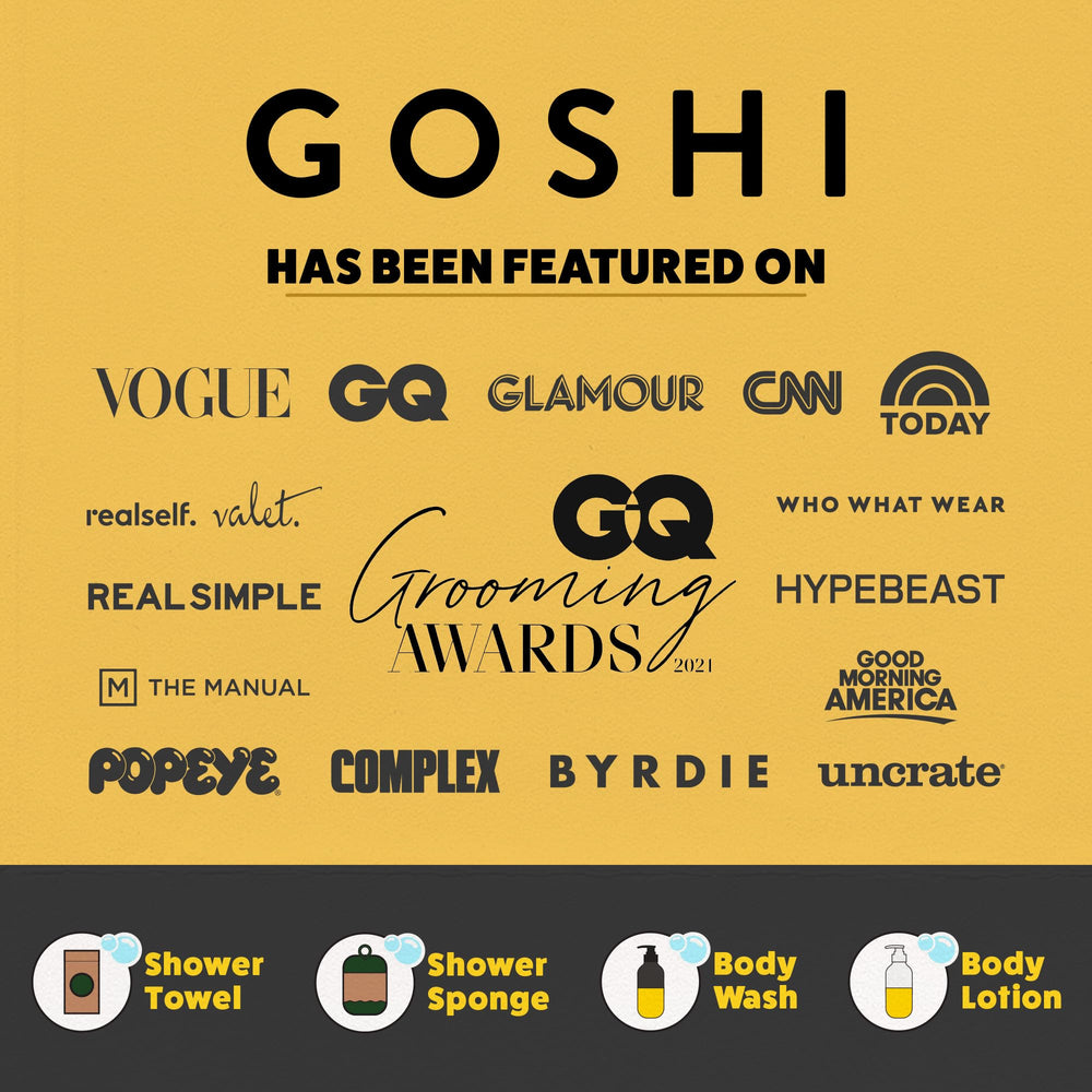 GOSHI sponge creating thick lather from body wash benefit efficient cleansing