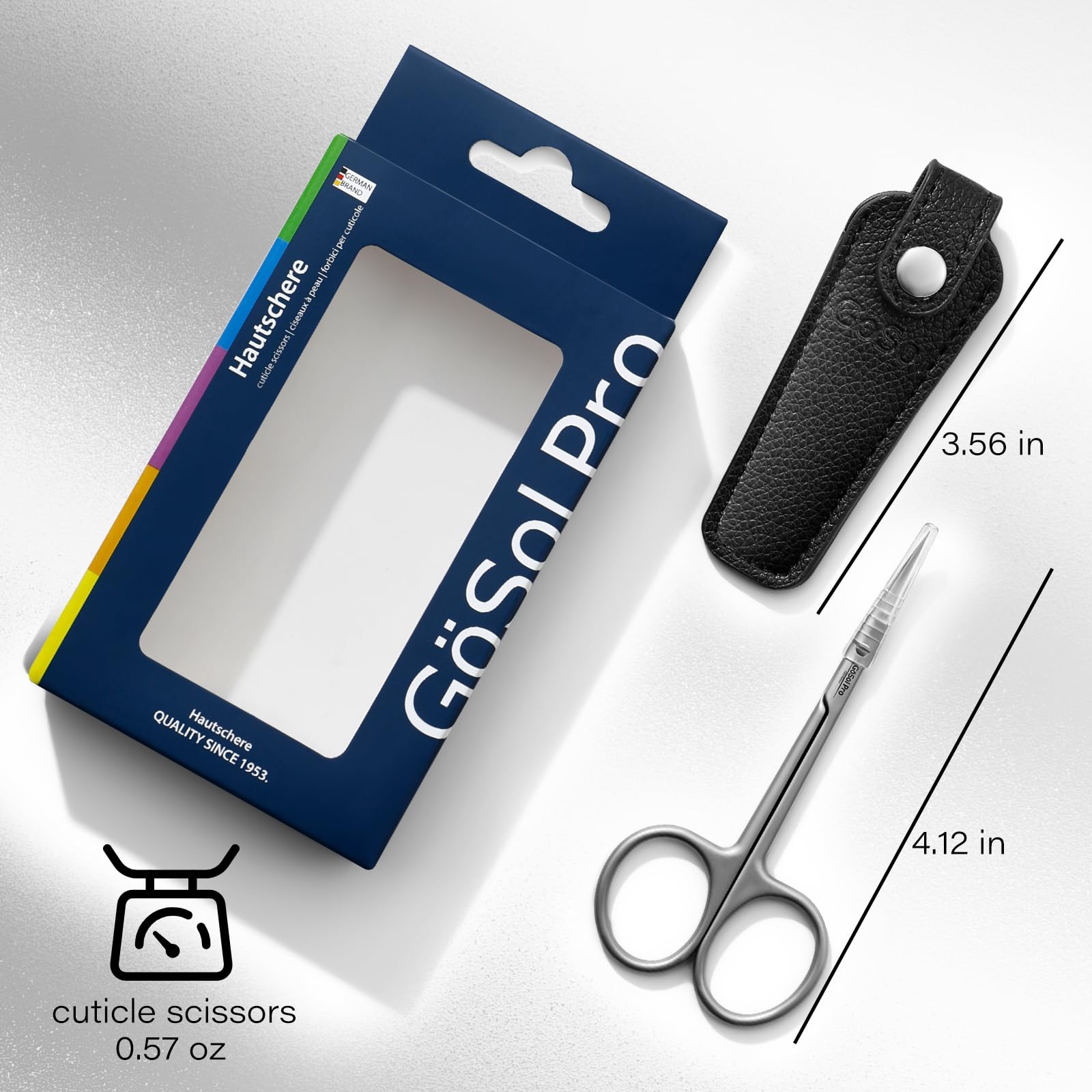 GÖSOL scissors on manicure tray in salon setting showing professional-ready performance