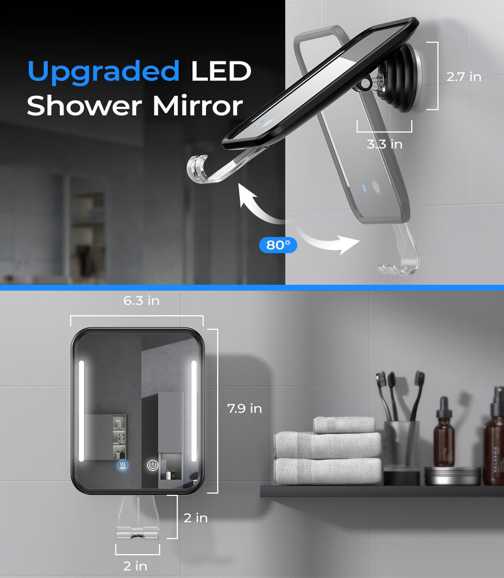 Gospire mirror in use while shaving in shower for clearer grooming visibility