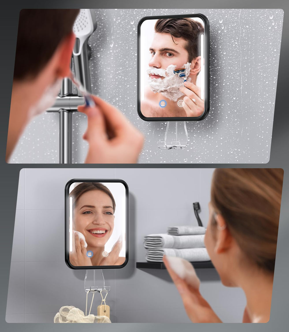 Gospire mirror next to hand for size comparison showing compact space-saving benefit