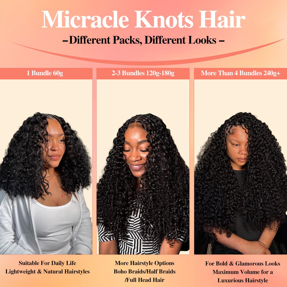 Goulus model wearing full-head curls showing natural volume and lightweight comfort