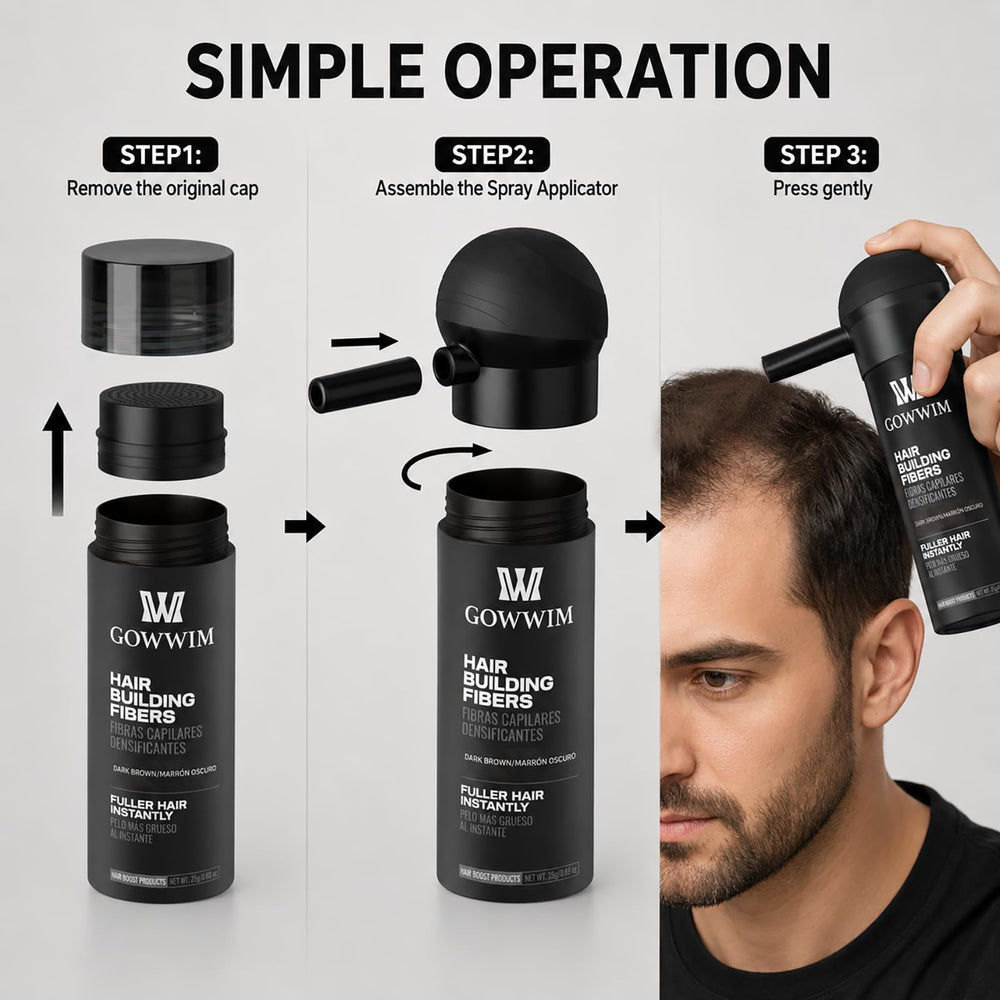 gowwim application in use on a man's hairline for natural fuller-looking coverage