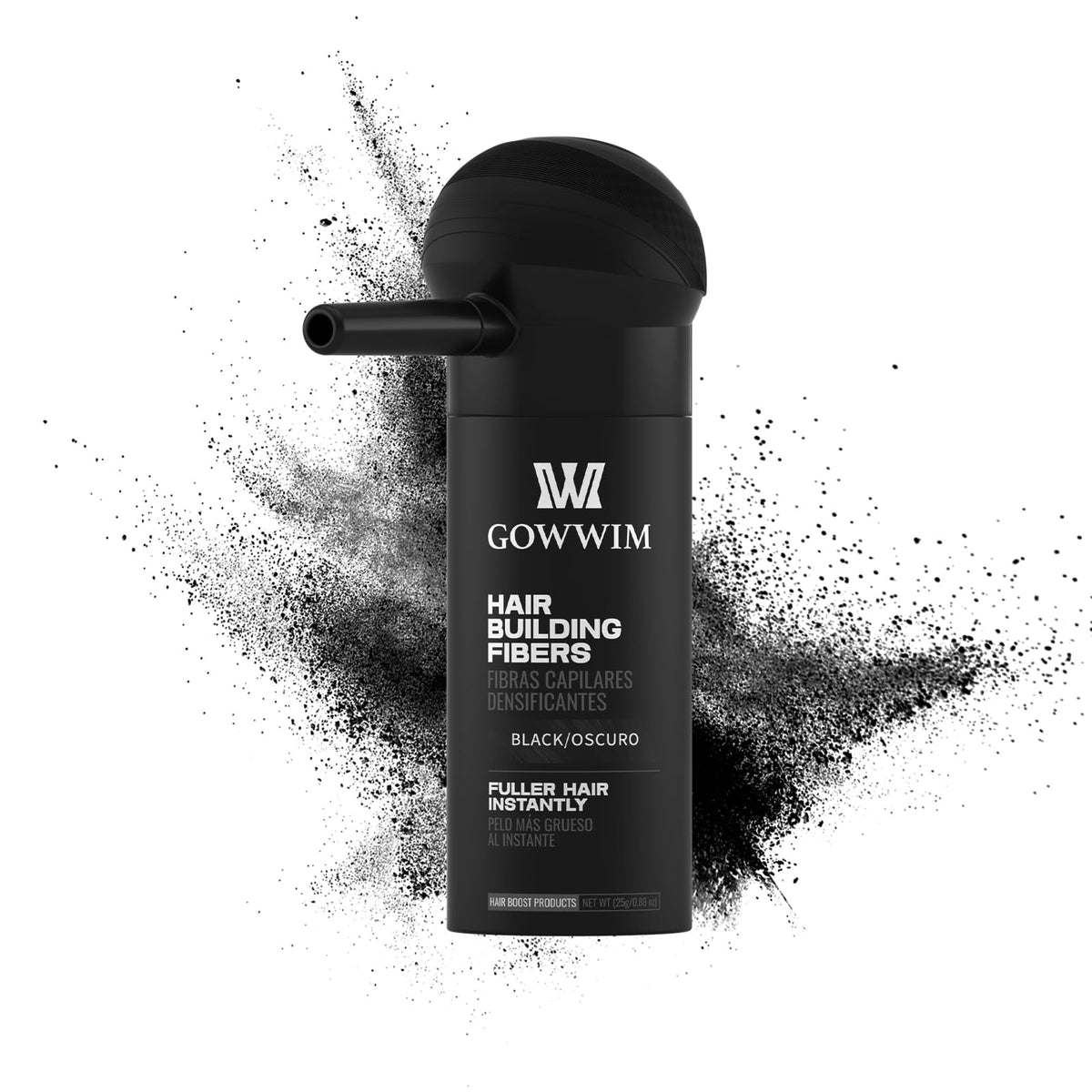 gowwim front packaging showing black fiber kit and applicator for instant coverage