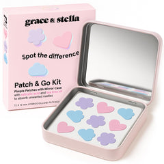 grace & stella mirror case with patches, compact for on-the-go