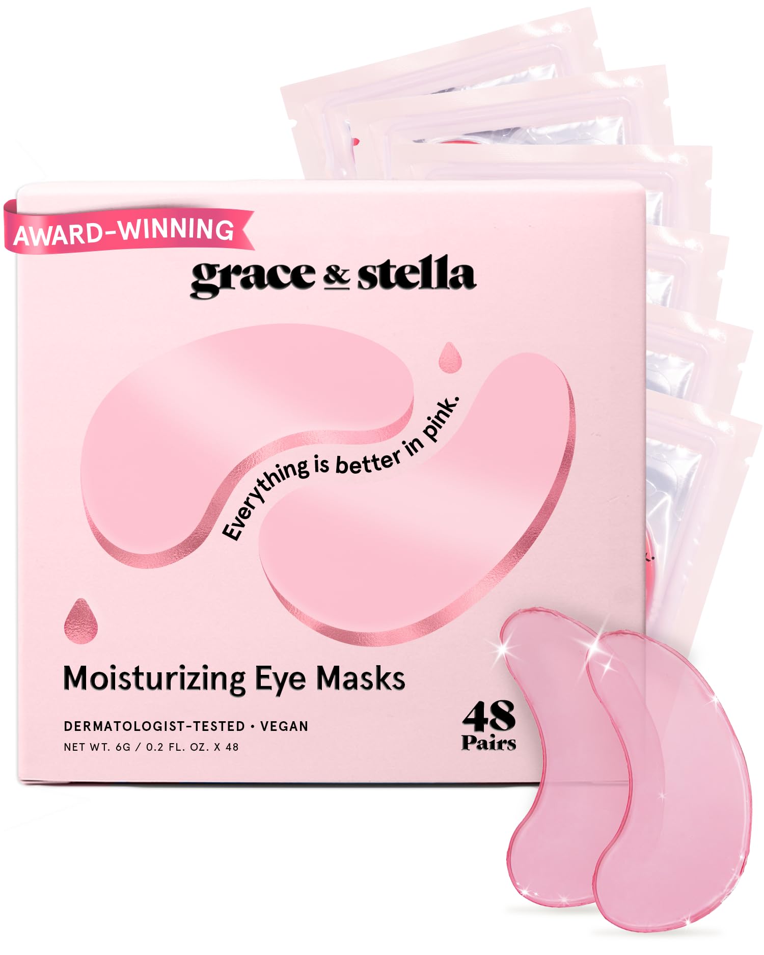 grace & stella front packaging showing 48 pairs and benefits