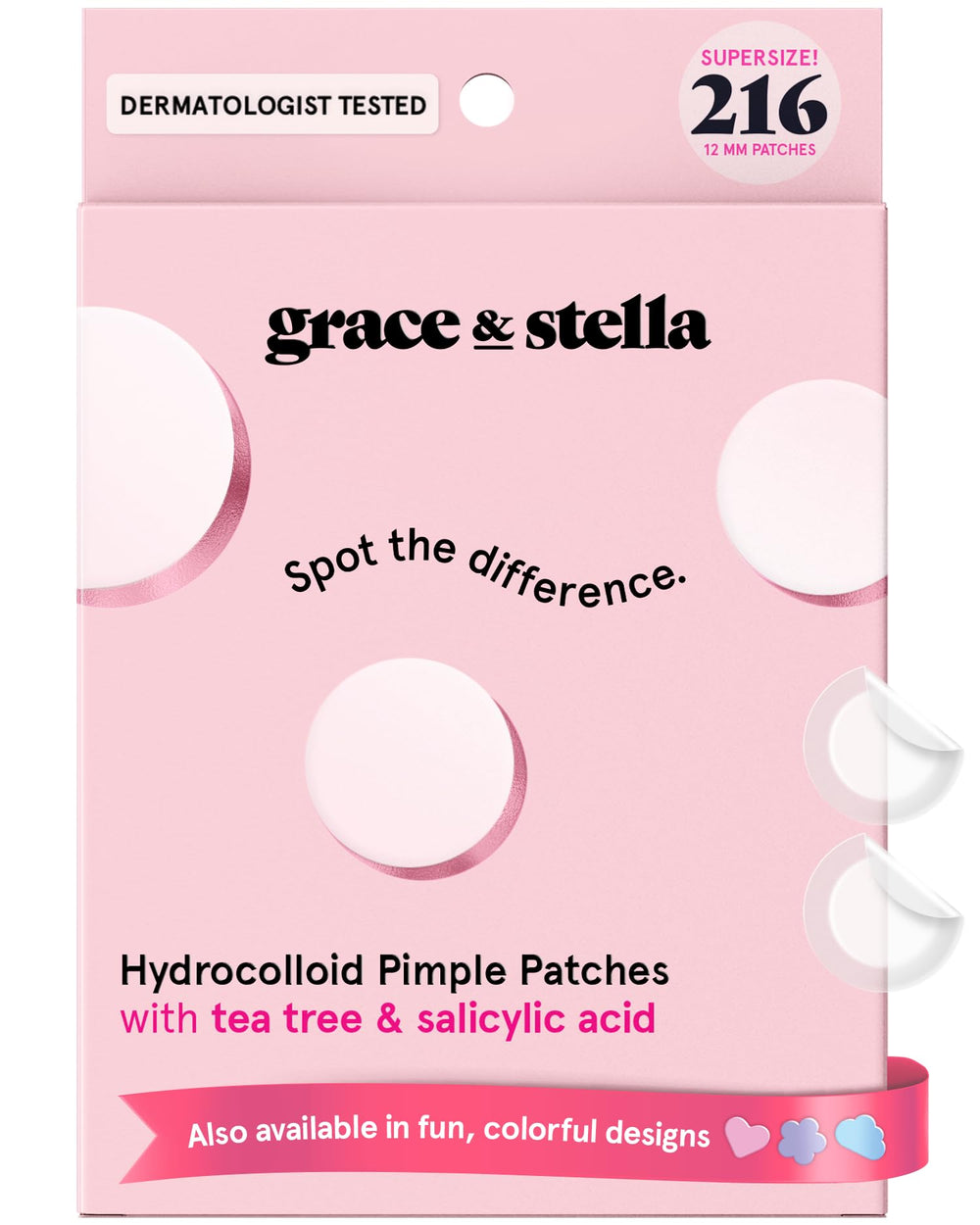 grace & stella front packaging showing bulk pimple patches for ready use