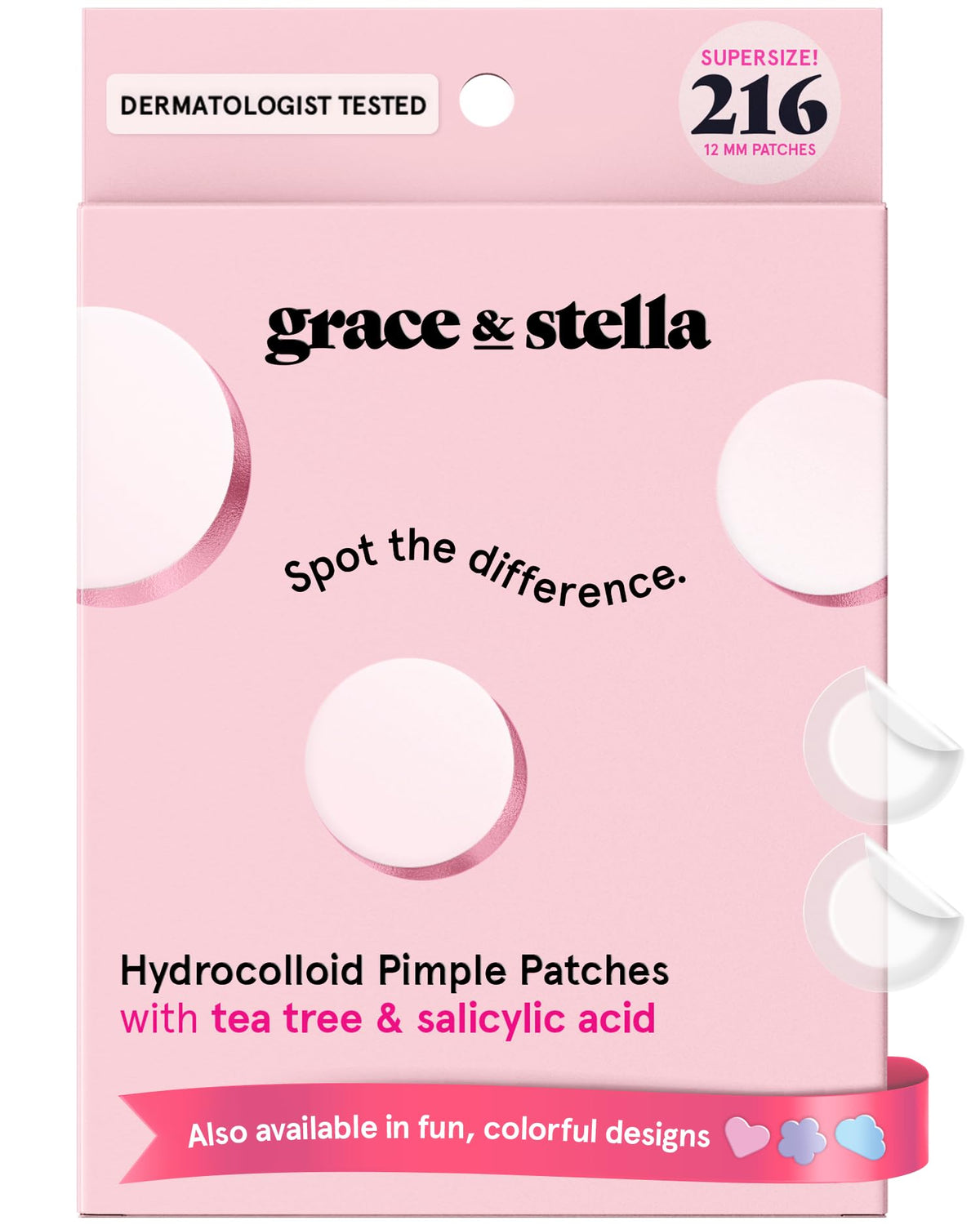 grace & stella front packaging showing bulk pimple patches for ready use