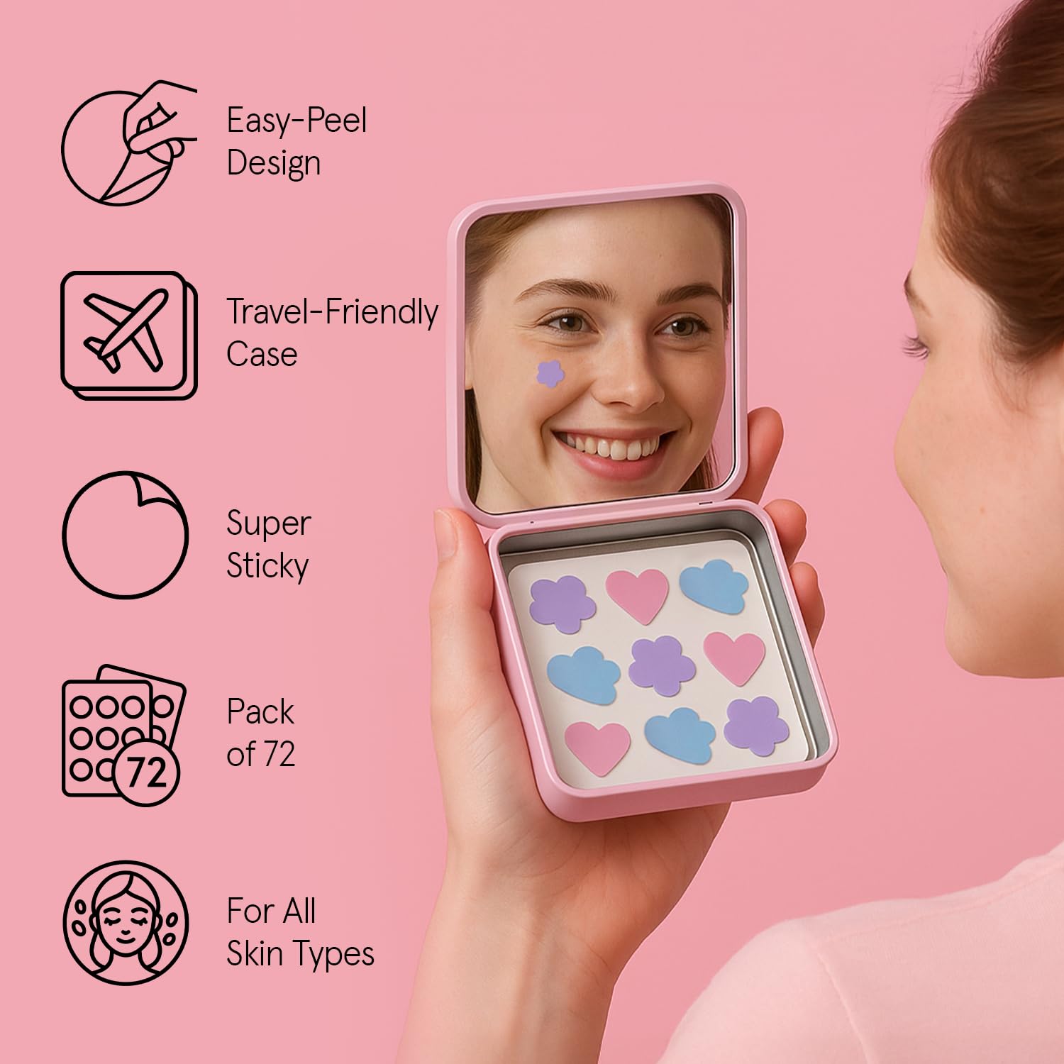 grace & stella patch beside coin to show size, precise fit benefit