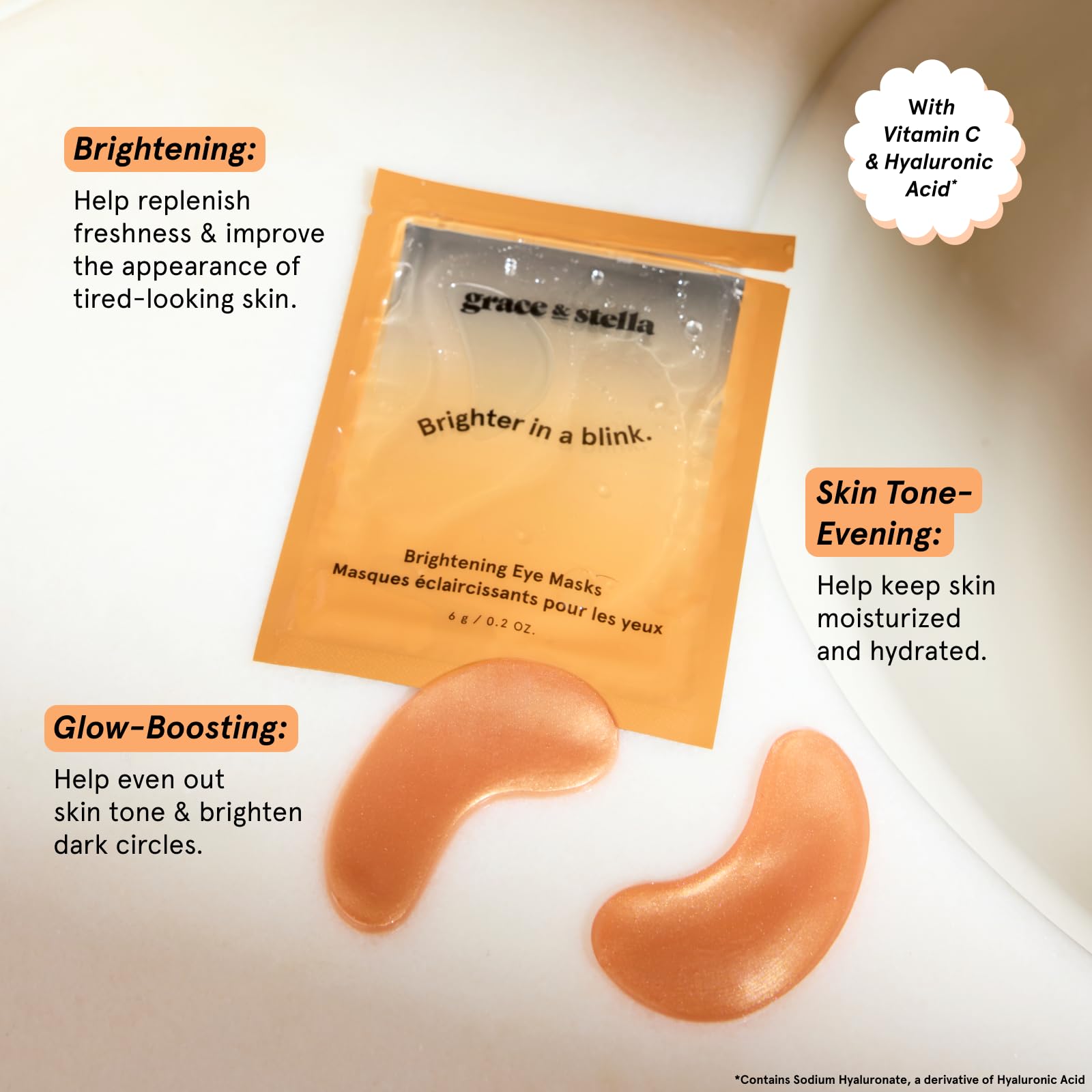 grace & stella close-up of hydrogel patch texture highlighting smooth adhesion benefit