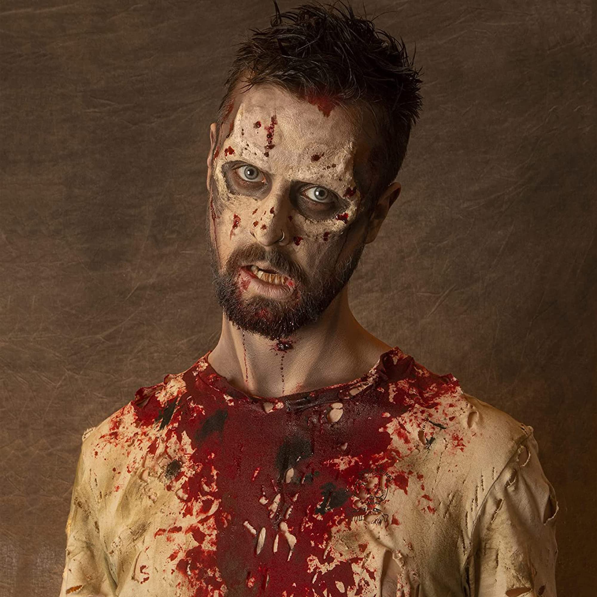 Graftobian applied SFX wound on model demonstrating realistic trauma