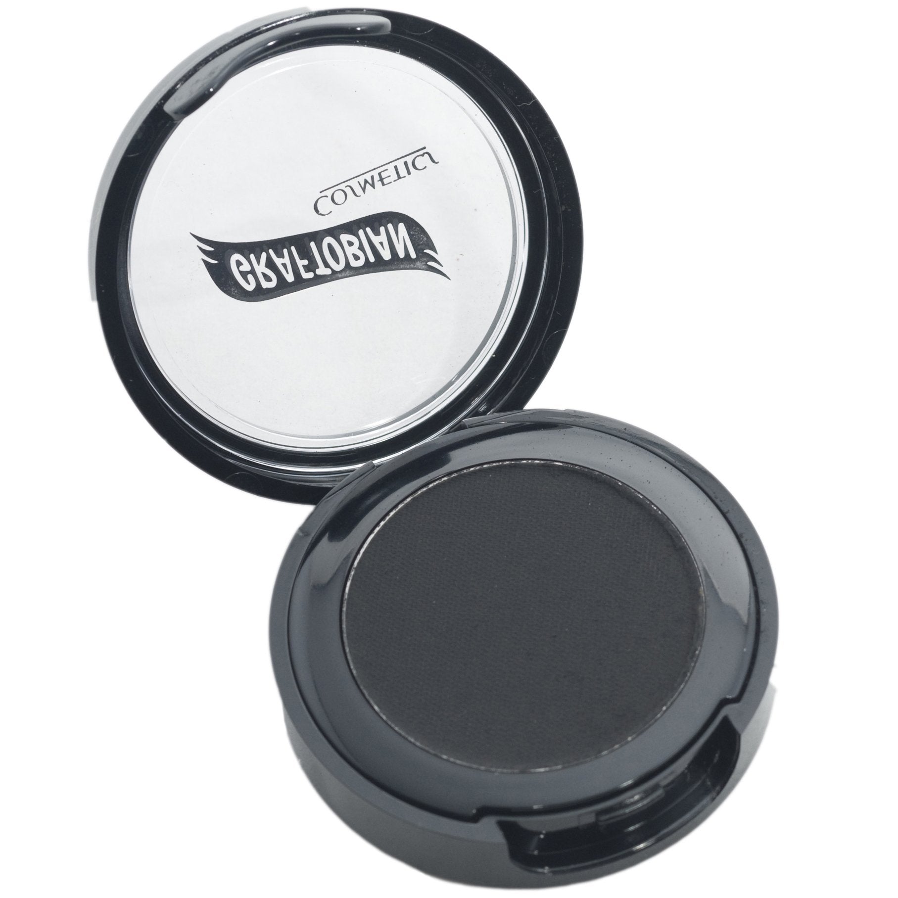 Graftobian Jet Black front compact view shows sleek packaging and easy portability