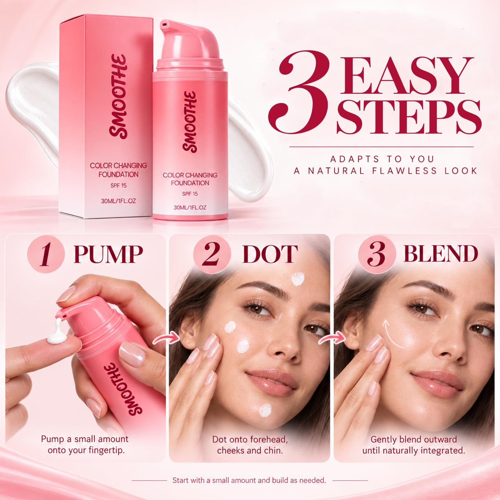 Granado flatlay with foundation and brush showing tools for precise, streak-free finish