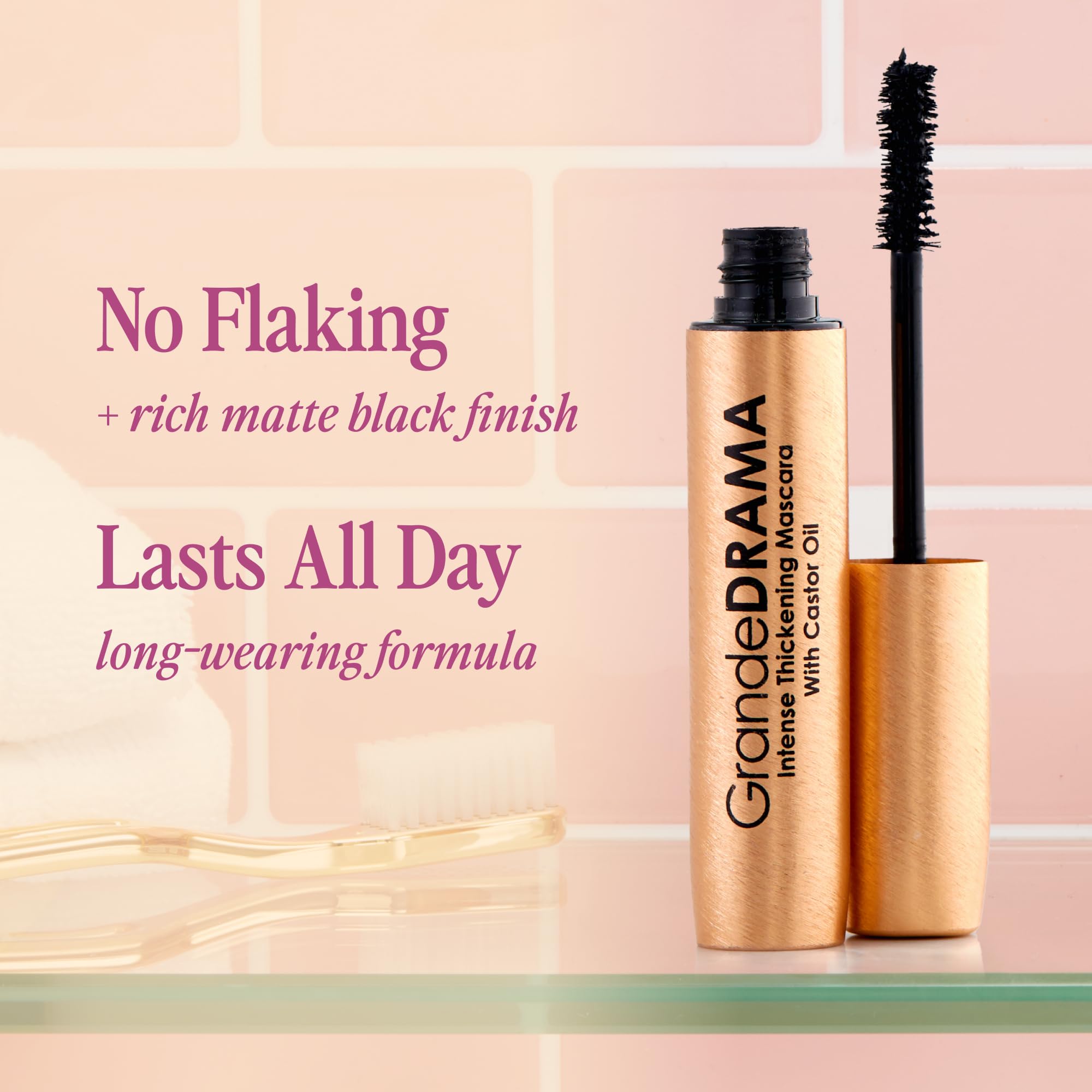 Grande Cosmetics before and after lashes demonstrating thicker, lifted appearance