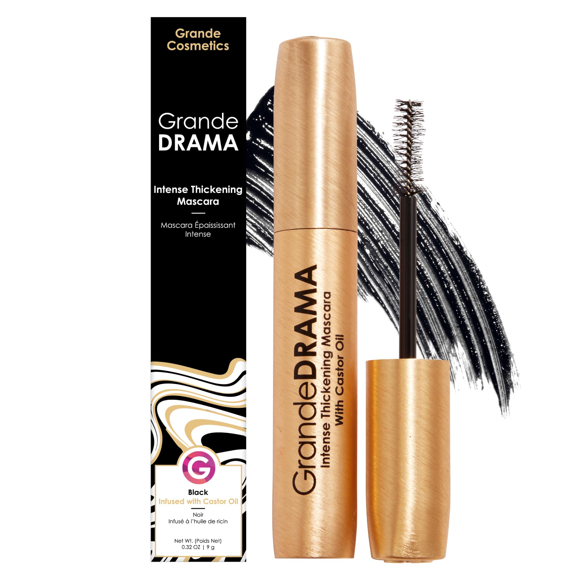 Grande Cosmetics front packaging showing tube and brand logo for shelf appeal