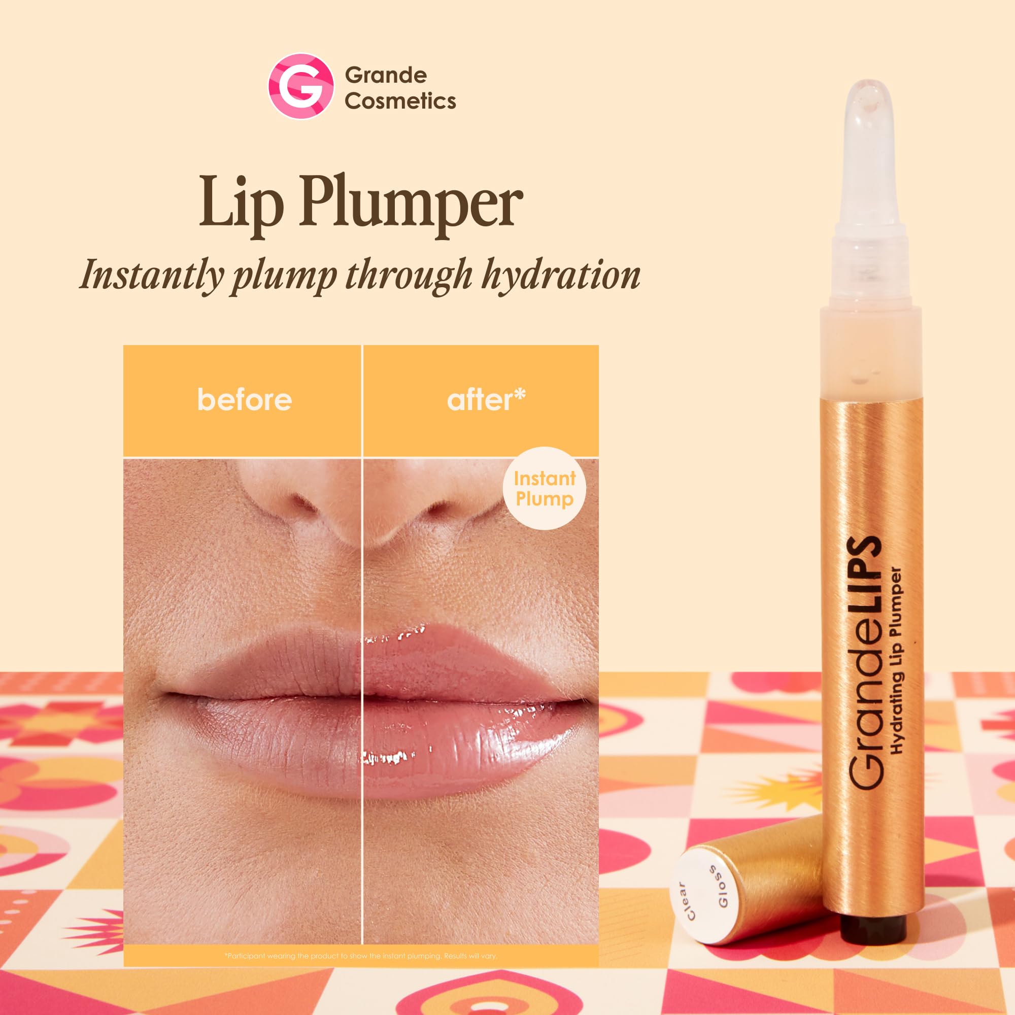 Grande Cosmetics GrandeLIPS cushion applicator close-up for precise, even gloss application