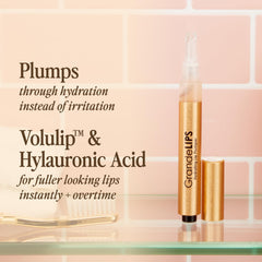 Grande Cosmetics applied on lips in lifestyle shot illustrating natural fuller look