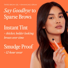 Grande Cosmetics GrandeBROW texture close-up revealing mini fibers for instant volume