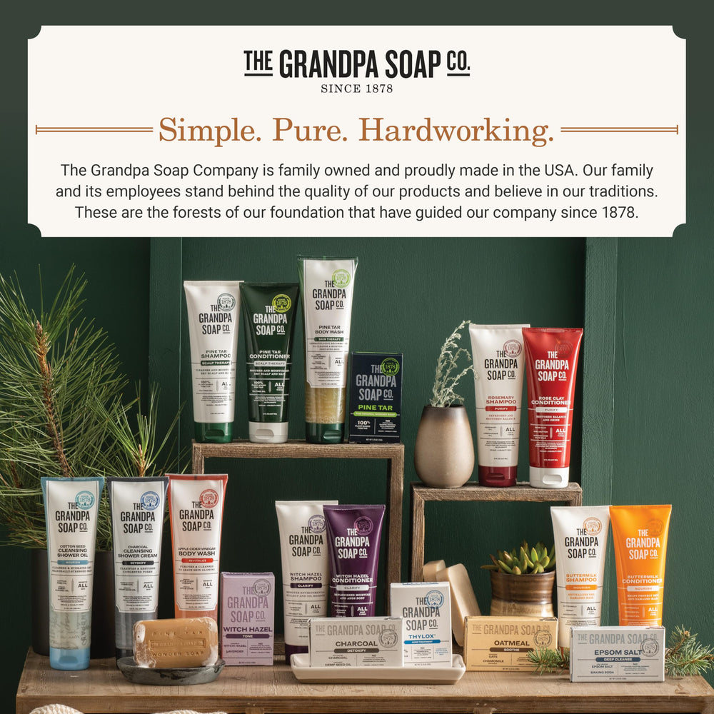 The Grandpa Soap Company ingredient label close-up showing vegan and additive-free benefits