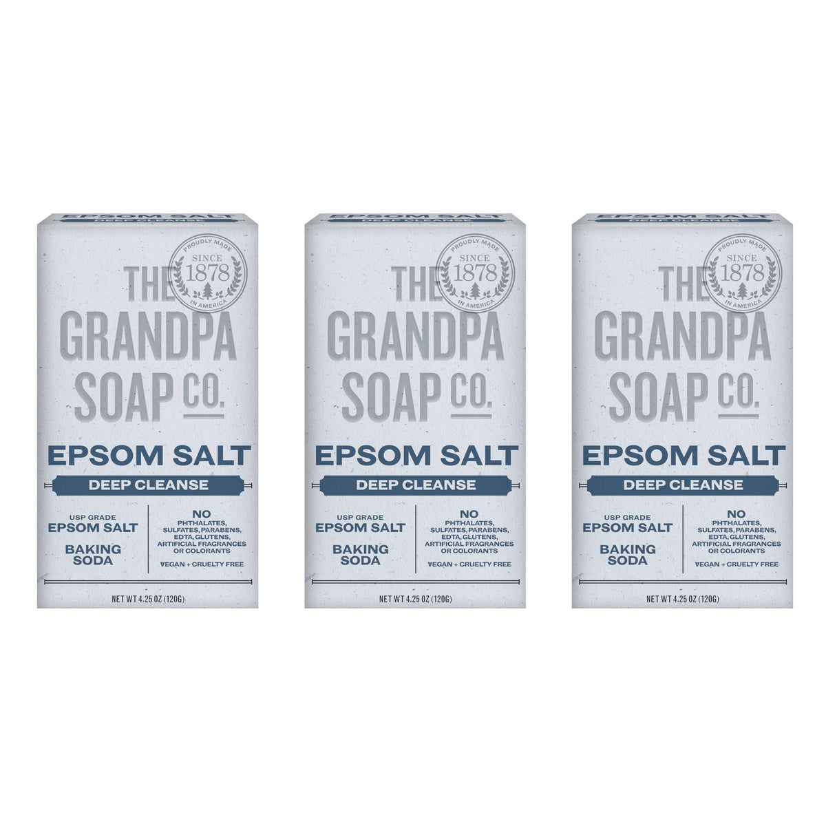 Grandpa's front packaging showing three bars and benefits