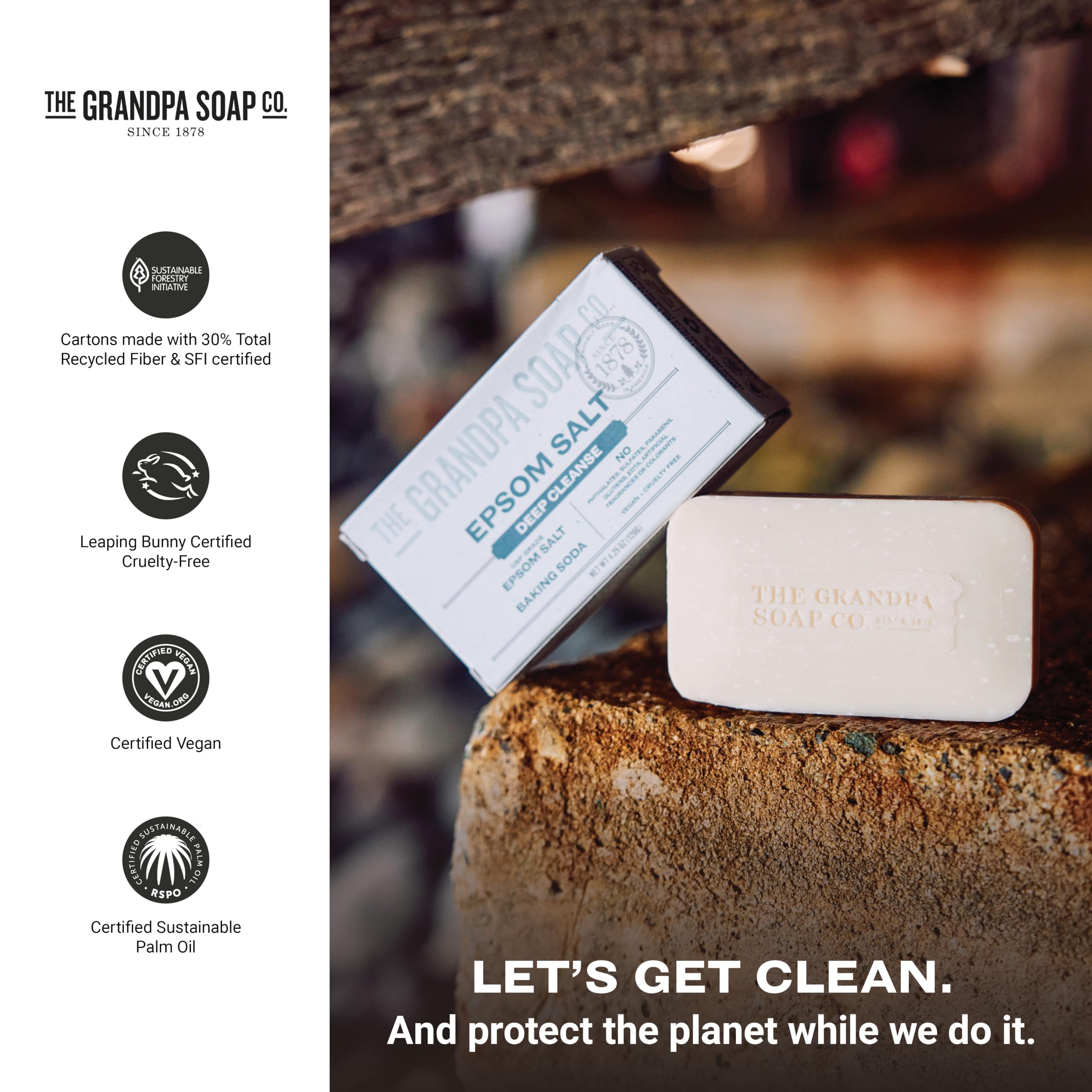 Grandpa's ingredient label image showing vegan and sustainable claims