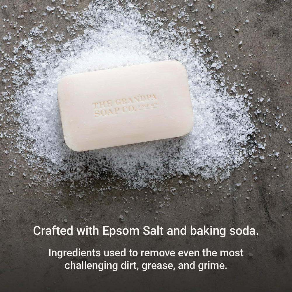Grandpa's close-up of salt-and-baking-soda texture for exfoliation
