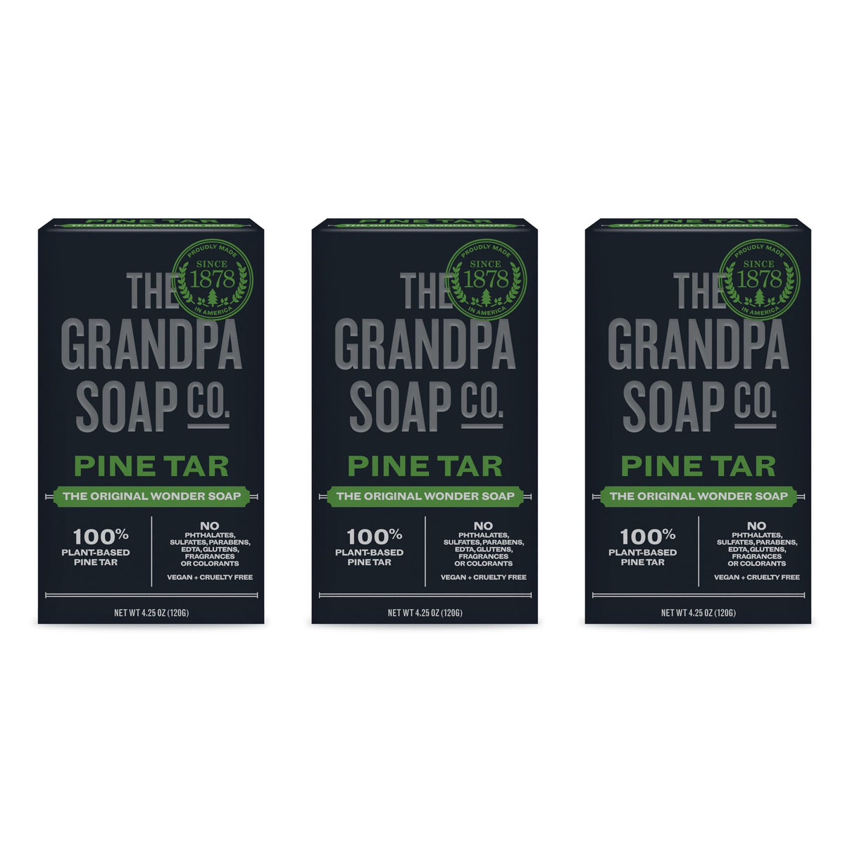 Grandpa's front packaging view showing bar and label, highlights natural ingredients