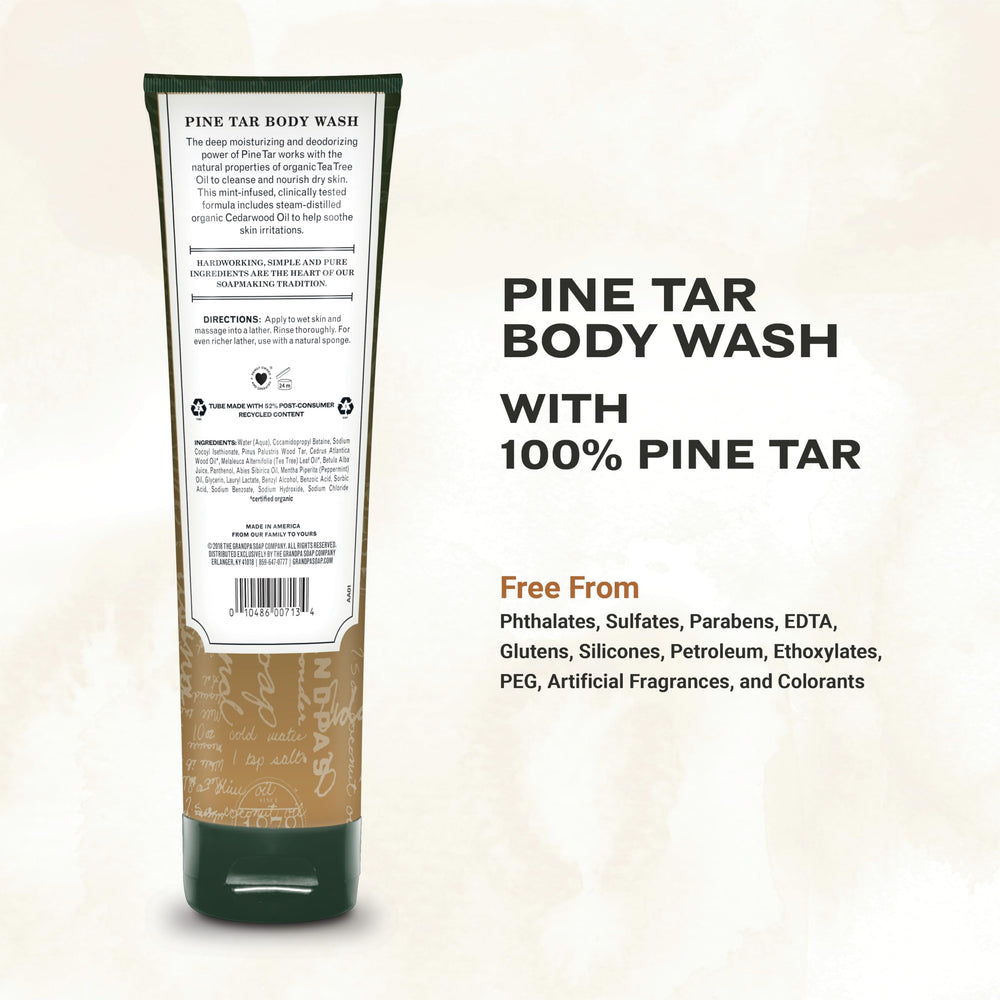 Grandpa's close up of tube label highlighting organic tea tree and cedarwood