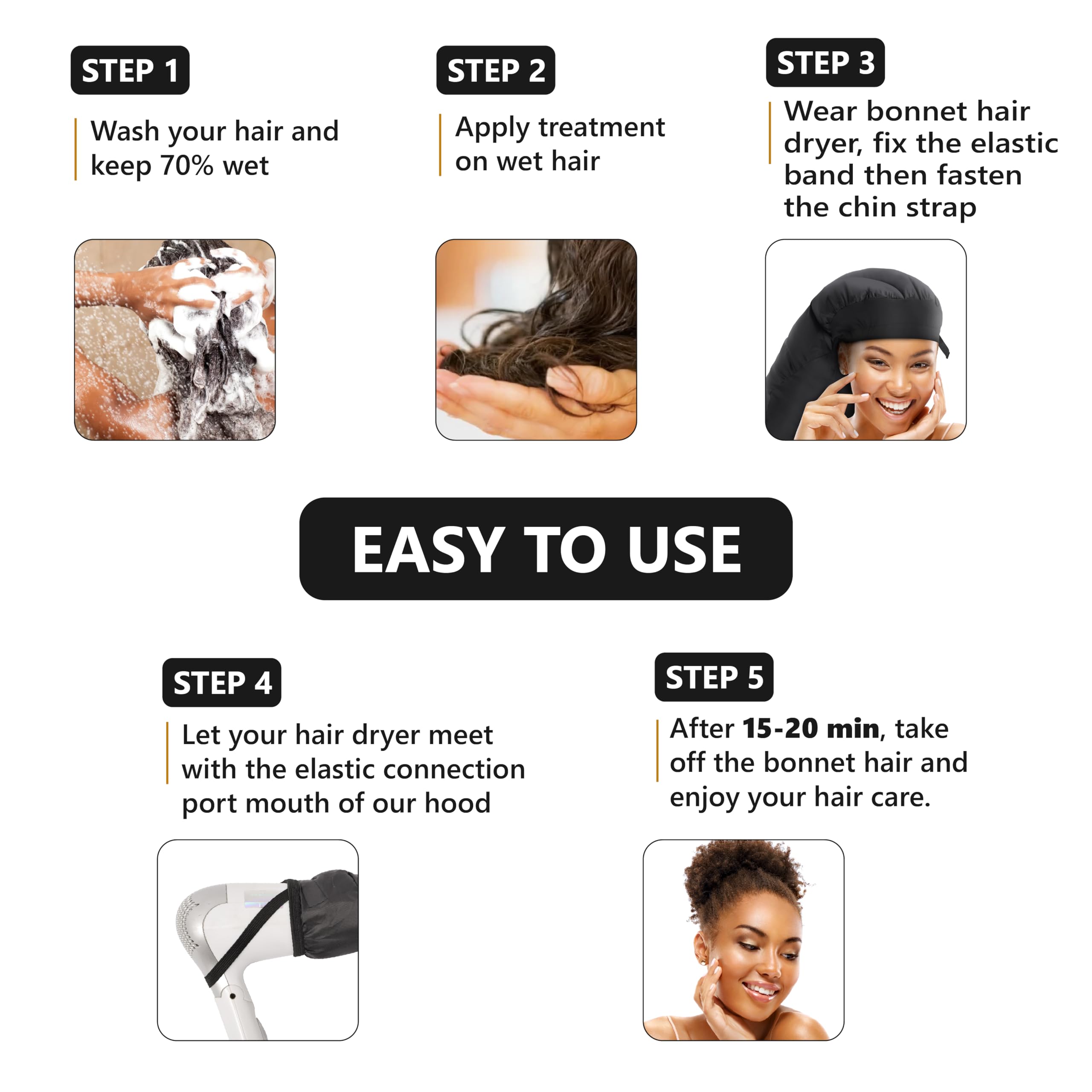 Granteva bonnet on vanity in lifestyle setting for at-home deep-conditioning