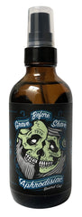Grave Before Shave front bottle showing leather-cedarwood label and benefit of softening beard