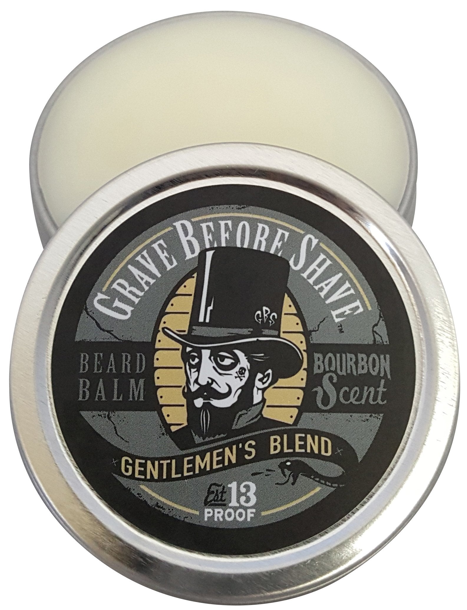 Grave Before Shave balm in hand demonstrating easy warming and spreadability