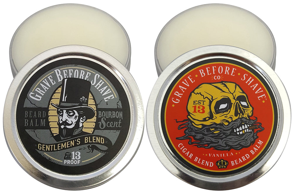 Grave Before Shave front tin view showing label and travel-ready size benefit