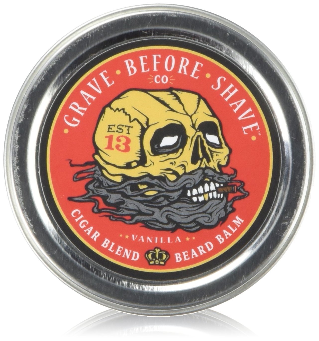 Grave Before Shave open tin revealing creamy balm texture for smooth application