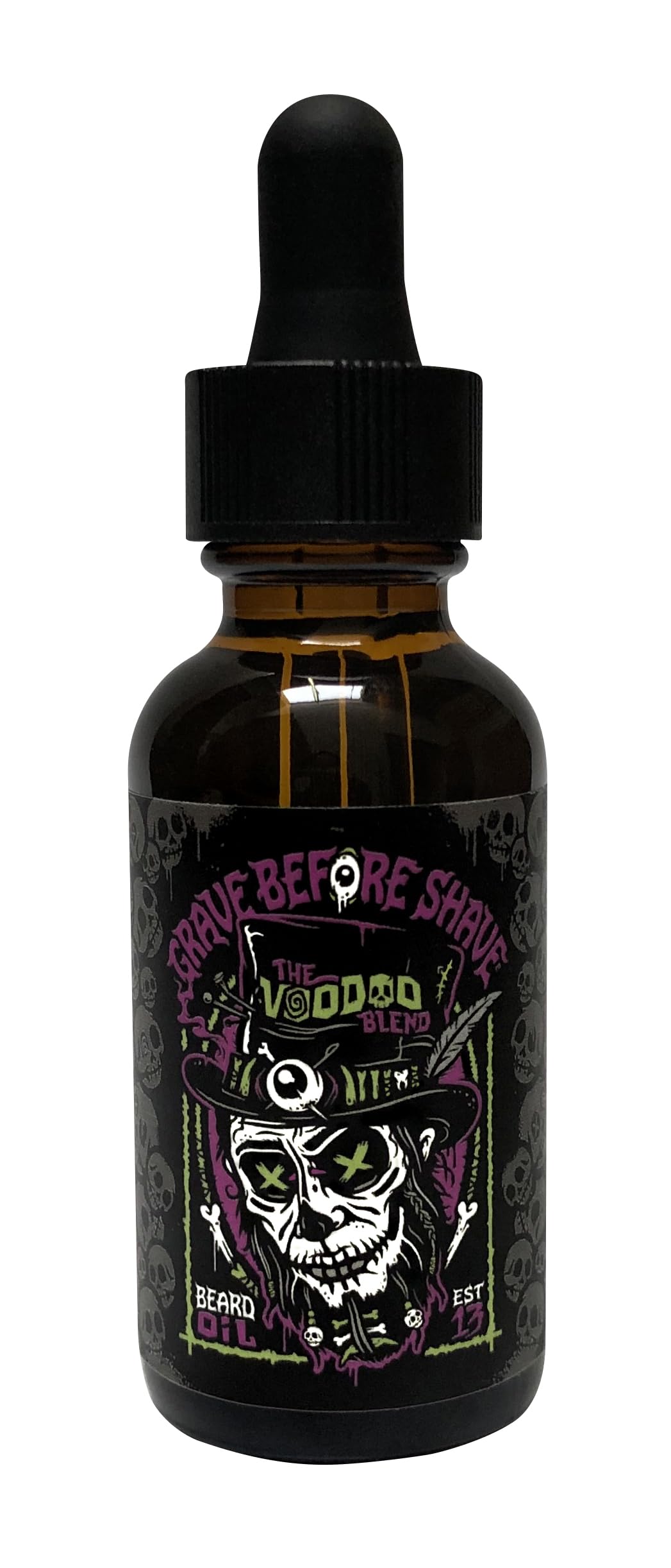 Grave Before Shave bottle front view showing label and 1 oz size for easy identification and travel