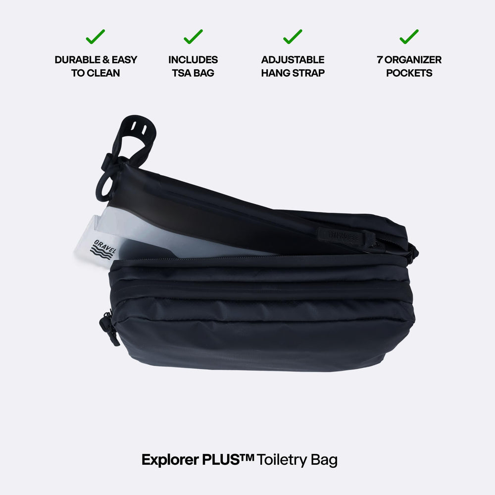 Gravel Plus size holding electric razor and larger bottles for extra capacity