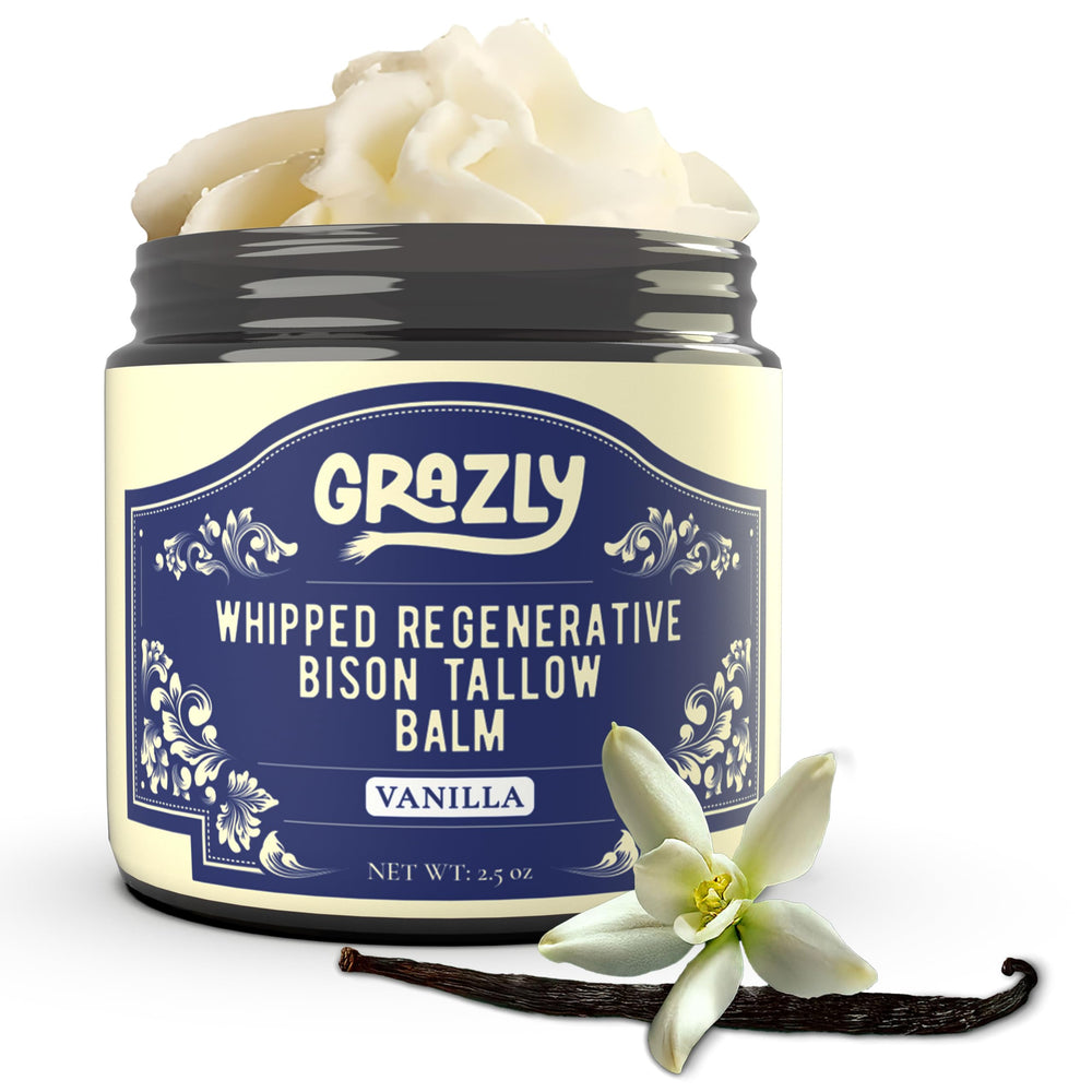 Grazly jar front view showing organic vanilla balm and nourishing packaging