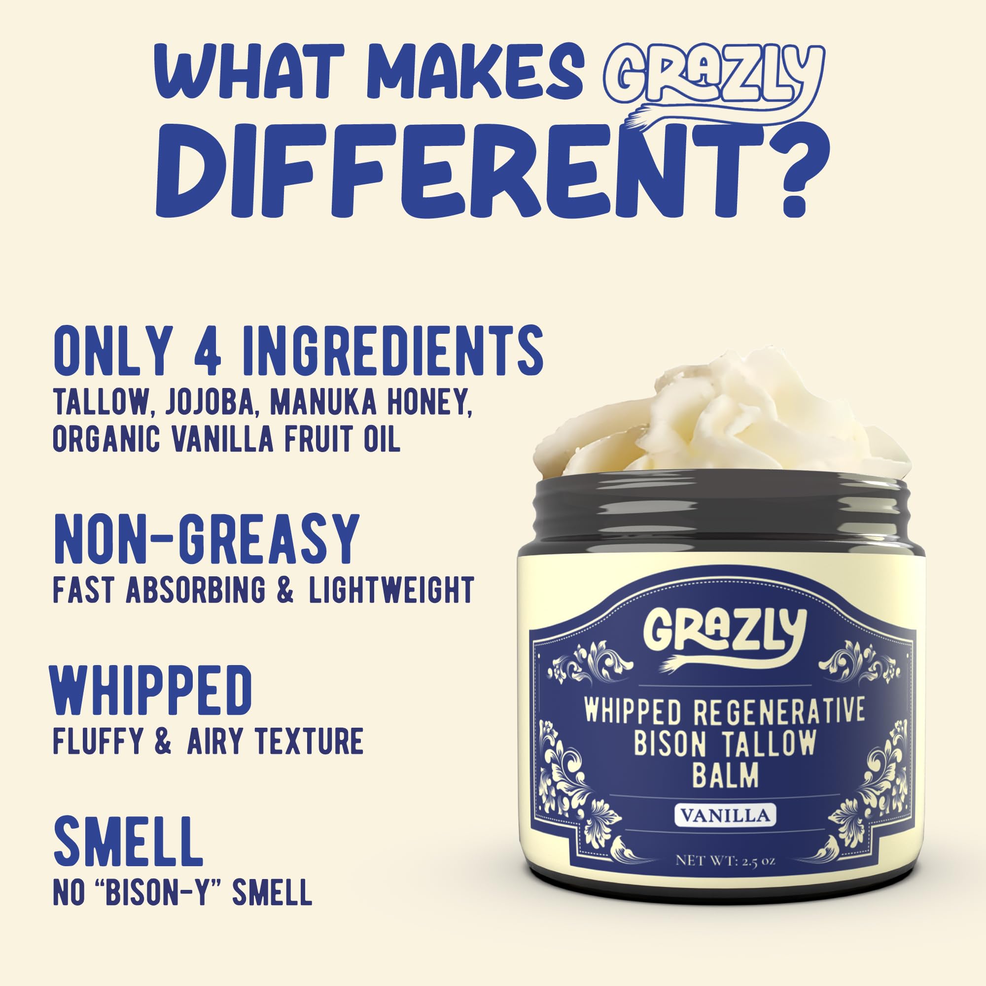 Grazly open jar revealing whipped texture for quick absorption benefit